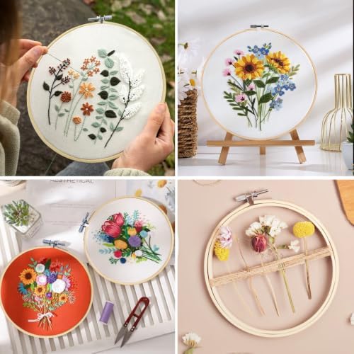 Faylapa 6 Pieces 5 inch to 10 inch Bamboo Embroidery Hoops Set