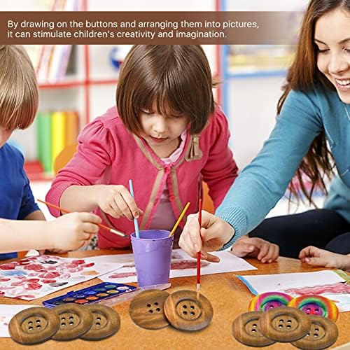 50 Pcs 2.36inch Large Wood Buttons, 4 Holes Big Size Round Sewing
