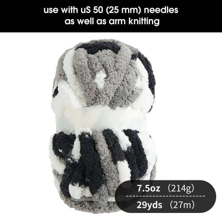 HOMBYS Chunky Tie Dye Mix Chenille Yarn for Hand Knitting, Super Bulky