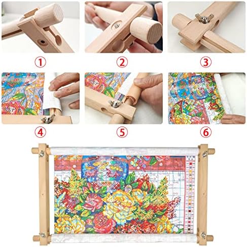 ZOCONE Beech Wood Tapestry Scroll Embroidery Frame, Cross Stitch Frame