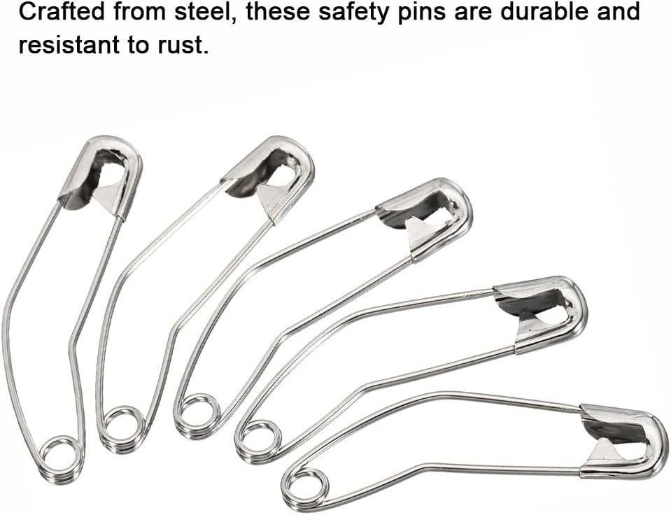 Curved Safety Pins (100 Pack) – Steel Sewing Tool for