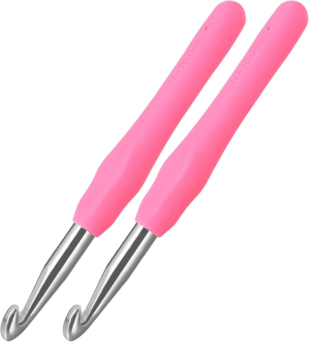 2Pcs 10mm Large Crochet Hooks, Ergonomic Crochet Hook for Arthritis
