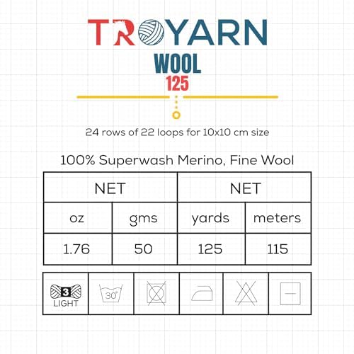 Troyarn Wool 125 (2- Skeins Pack) 100% Superwash Merino Fine Wool