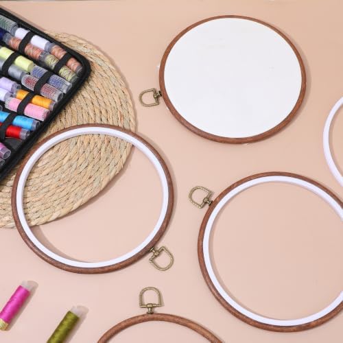 Kuyeyzu 12 Pcs 8 Inch Embroidery Hoop Frame Set Round Imitated Wood