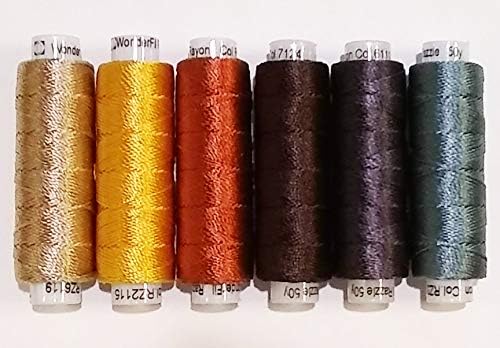 Sue Spargo Lustrous Razzle Rayon Thread, Size #8 - Set of Six 50yd