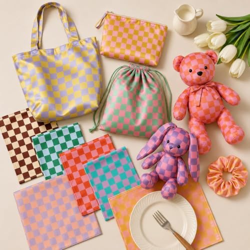 FYSUIMU 12 Pcs Plaid Cotton Fabric Bundles Fat Quarters Colorful