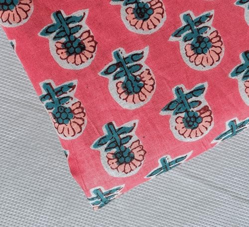 100% Cotton Fabric by the Yard, Hand Block Print Fabric for Sewing