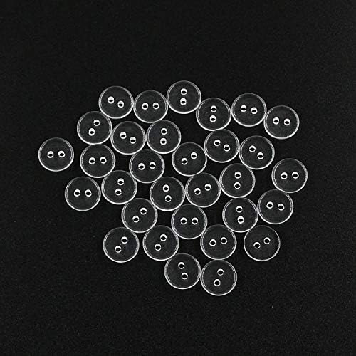 Clear Delicate Plastic Round Buttons 2 Holes,10mm Small Button Pack of