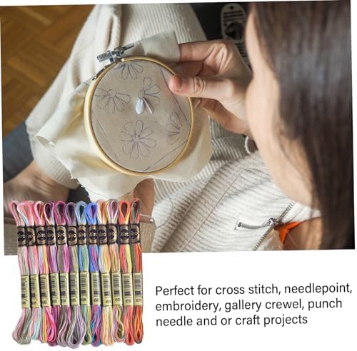 12 Skeins Gradient Polyester Embroidery Floss Cross Threads Bracelet