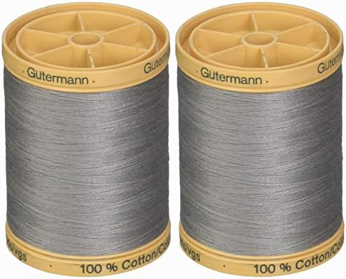 Gutermann 2-Pack Natural Cotton Thread Solids 876 Yards Each - Grey