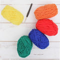ThreadArt 5 Pack Chenille Yarn Set for Crochet, #5, Bright Colors