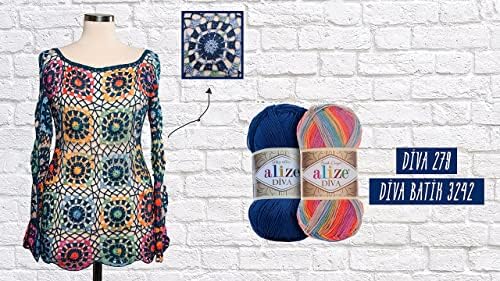 100% Microfiber Acrylic Alize Diva Silk Effect Knitting Sport Crochet
