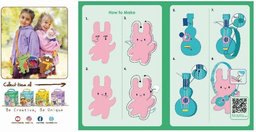 Avenir 6301815 DIY Sewing Kit, Sewing Rabbit with Guitar, Neck Animal