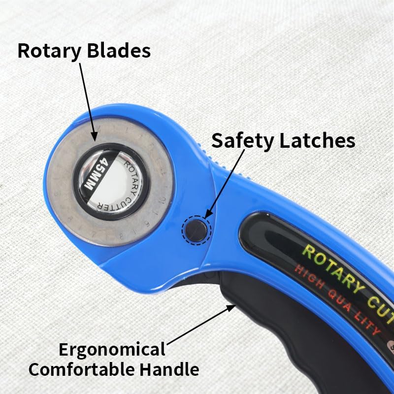 Rotary Cutter for Fabric, 45mm and 28mm Cutters Kit with Extra 10