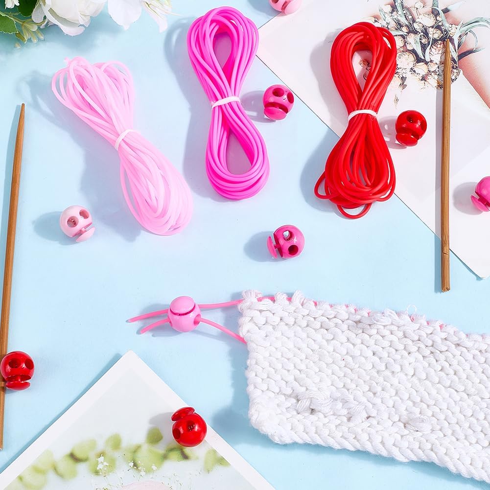 CRASPIRE 16Pcs 4 Colors Knitting Stitches Holder Cord Lock Kit Plastic