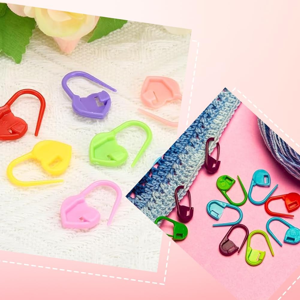 200Pcs 10 Color Crochet Stitch Markers Knitting Plastic Markers Safety