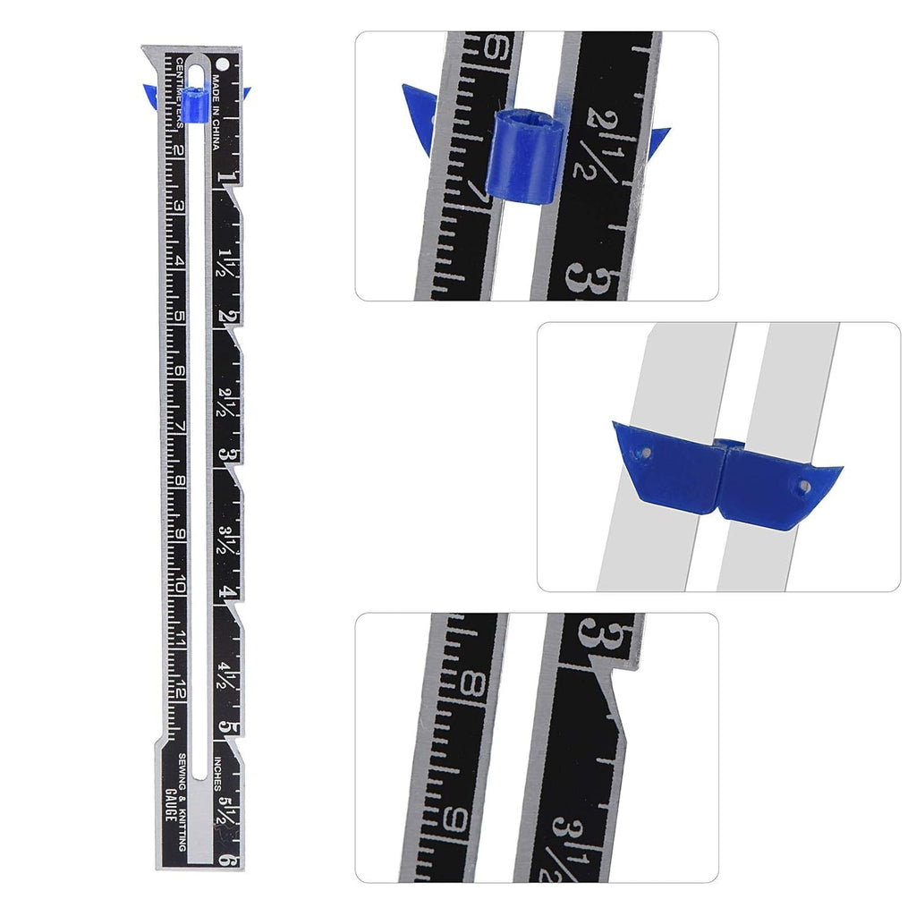 2 Pieces Sliding Gauge Measuring Sewing Tool, 5-in-1 Sliding Gauge