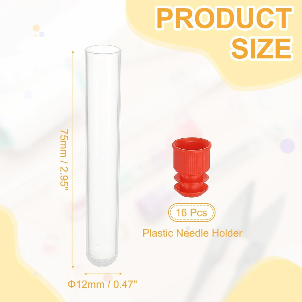 PATIKIL 3" Length Plastic Sewing Needle Storage Holder, 16 Pcs