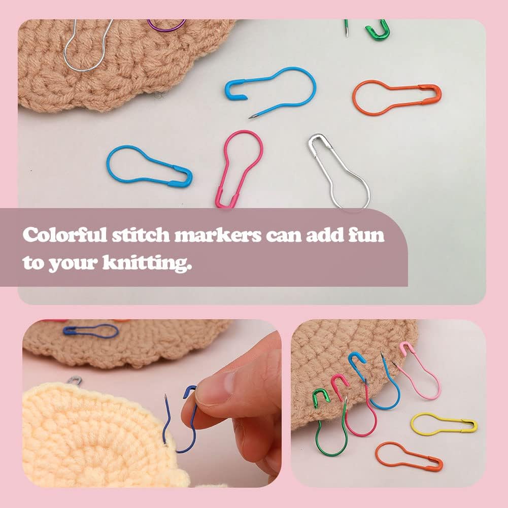 Lunarm Safety Pins 600pcs, Colorful Metal Knitting Bulb Pins Storage