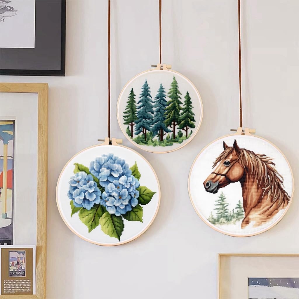 DIY Cross Stitch Kits Sunflowers with Hoop 20x20cm-1