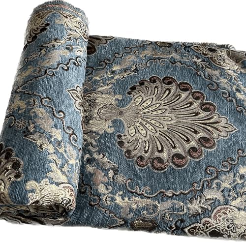 TinaKim Thick Chenille Damask Fabric, for Upholstery Chair Couch