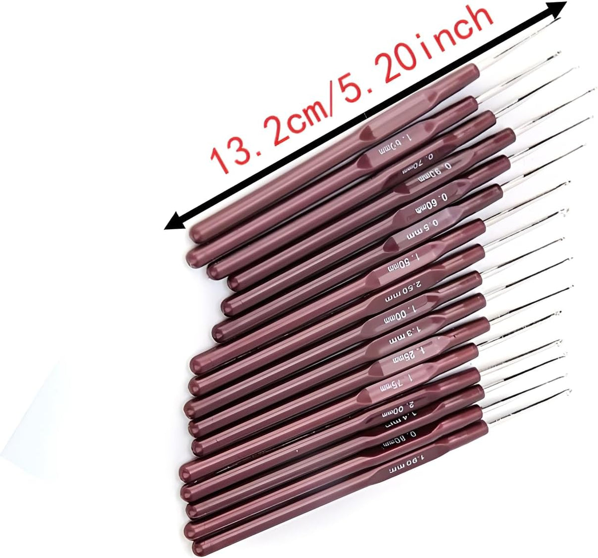 16pcs Lace Crochet Hook Set, Stainless Steel Tips, 0.5-2.5mm