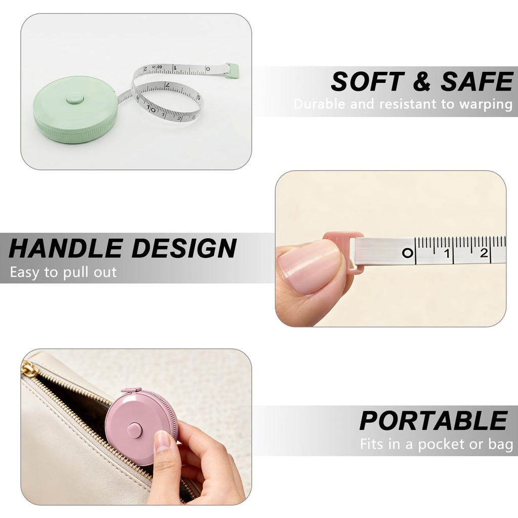 6 PCS Tape Measure Body Measuring Tape with Soft Ruler & Scissors for