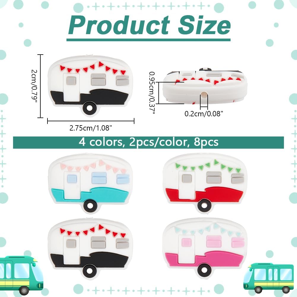 NBEADS 8 Pcs Knitting Needle Stoppers, 4 Colors Campervan Needle Point