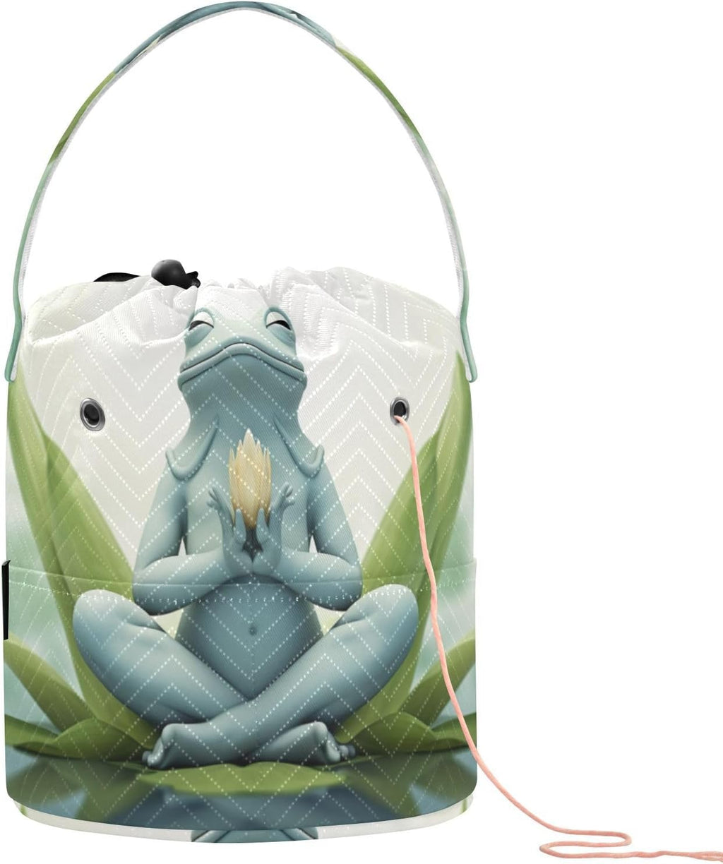 YETTASBIN Frog Yarn Storage Bag, Large Crochet Knitting Bag Organizer