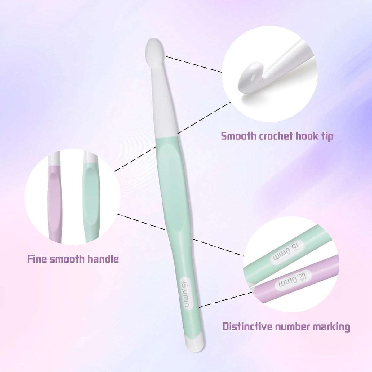 2 Pcs Large Size Crochet Hooks Set (12mm & 15mm), 7.87 Inch Big