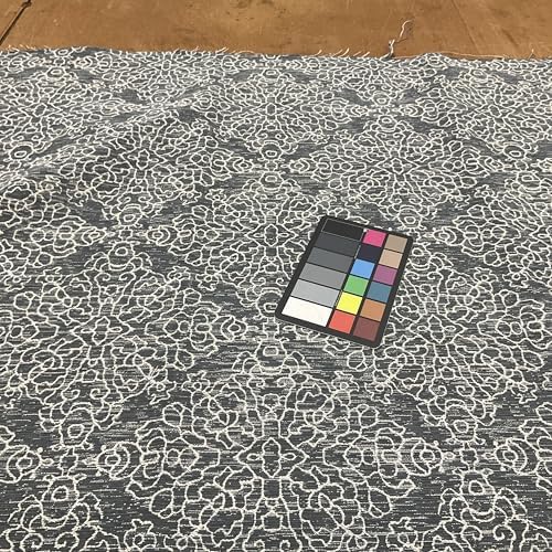 Diamond Damask | Upholstery Fabric | Slate Blue/Grey/Off White | Heavy