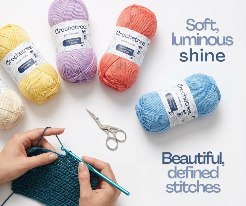 Mercerized Cotton Yarn for Crochet & Knitting – Fingering Weight