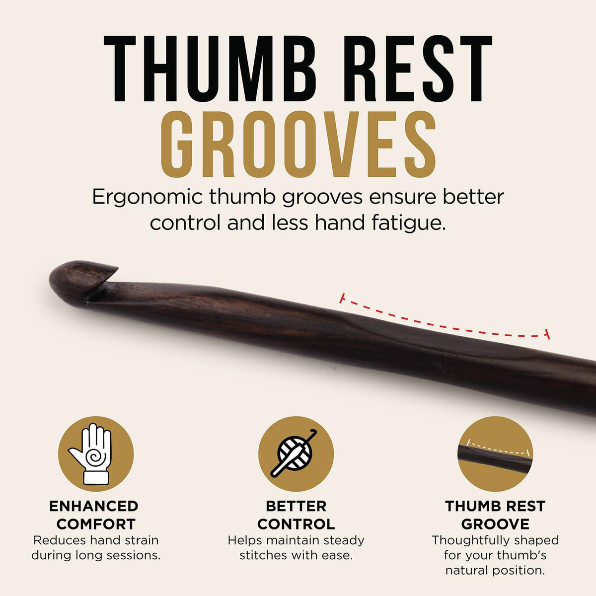 Lantern Moon Ebony Wood Single Ended Crochet Hook | US Size I (5.5mm)