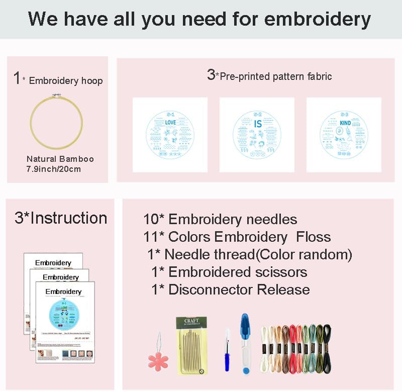 Sutesloly Embroidery Kit for Beginners Adults, 3 Sets Learn to Floral