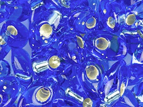 Long Magatama 4x7mm Silver Lined Sapphire -8.5gm