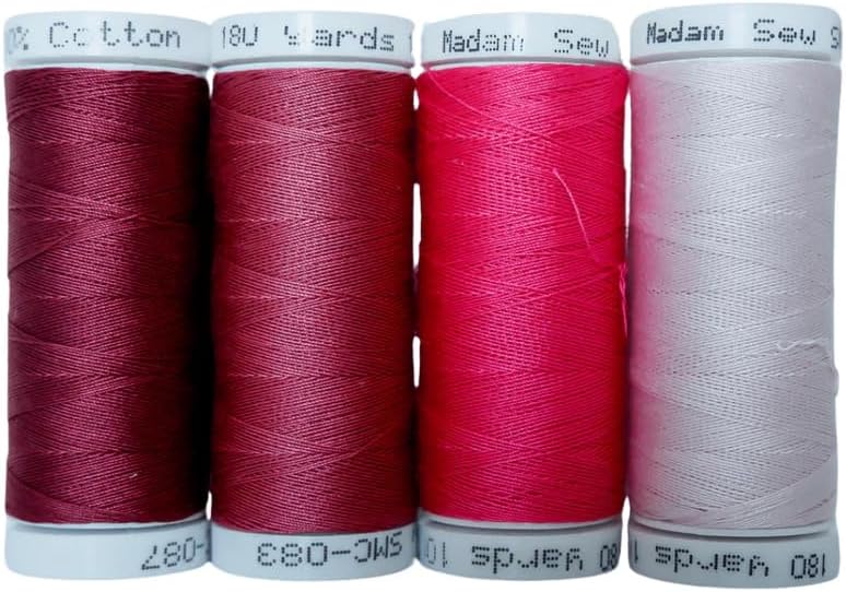 Madam Sew Cotton Thread Set – 8 Small Spools – 100% Cotton Thread for