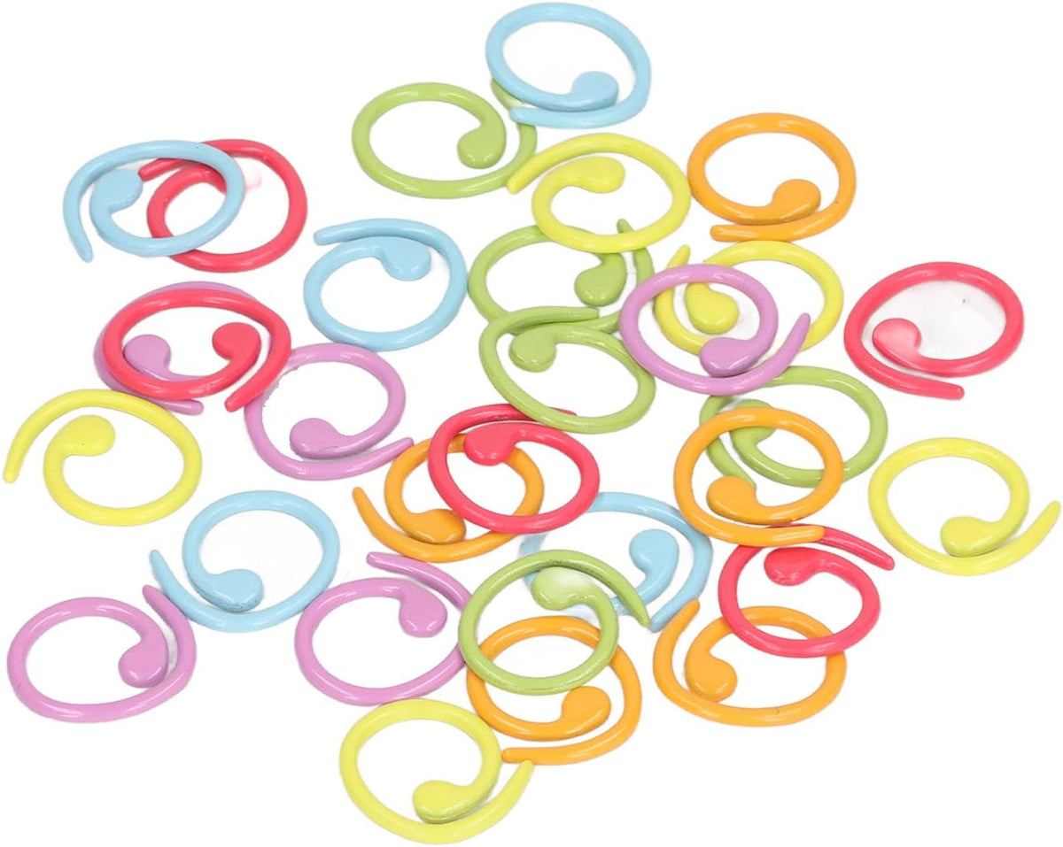Akozon 30Pcs Colorful Knitting Stitch Marker Rings