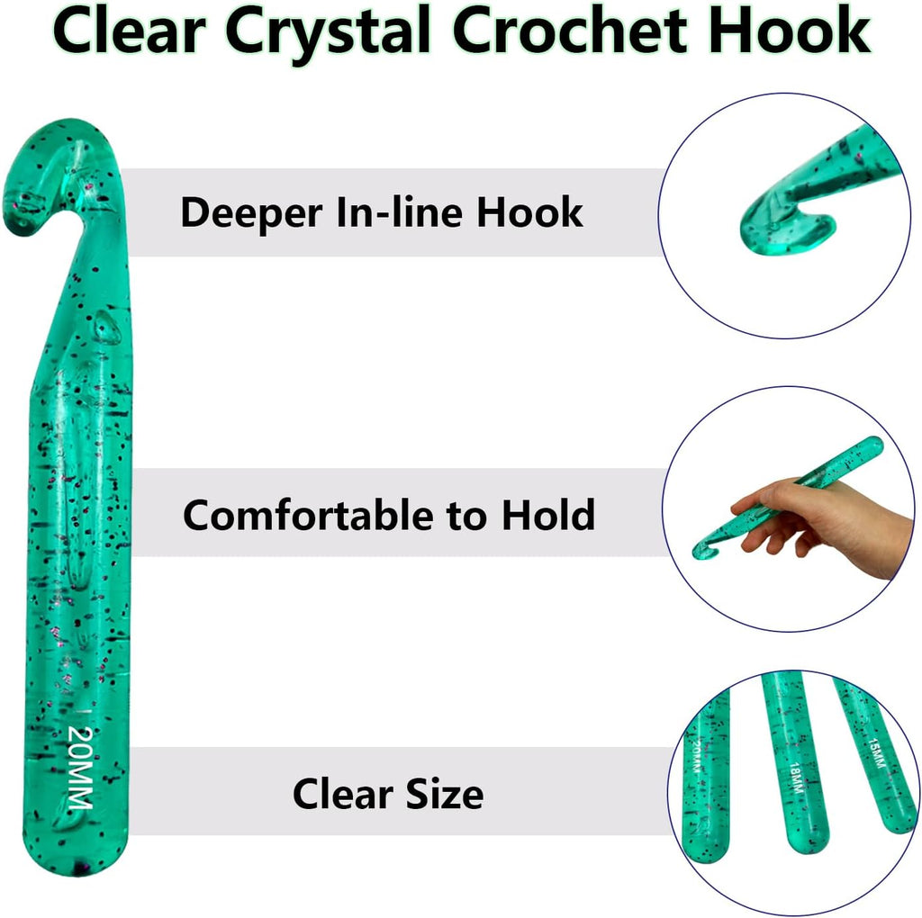 43 Pcs Large Crochet Hooks Set,12mm 15mm 18mm 20mm 25mm Large Crochet