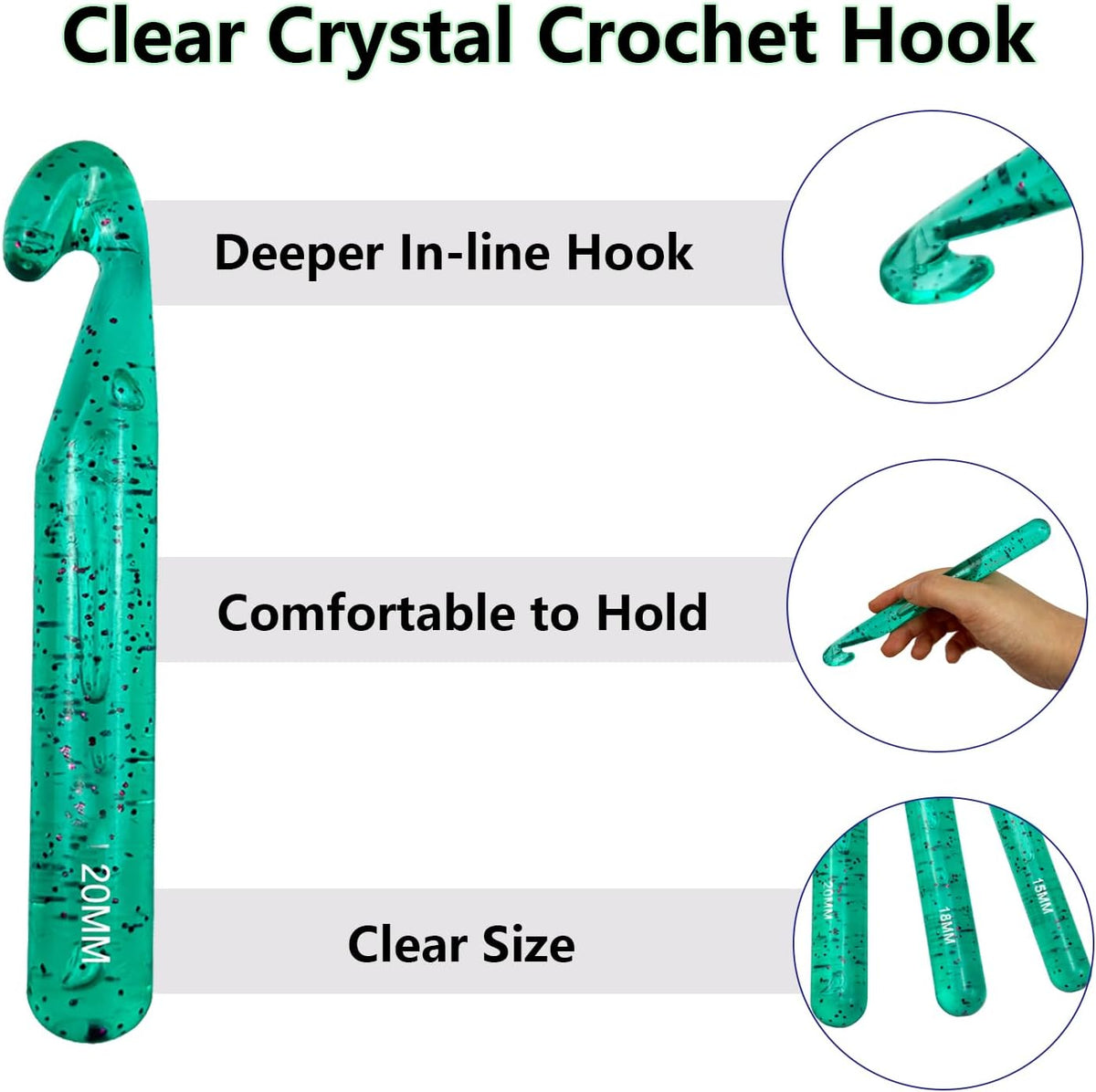 43 Pcs Large Crochet Hooks Set,12mm 15mm 18mm 20mm 25mm Large Crochet