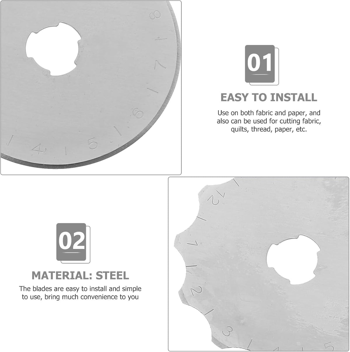 10pcs Rotary Cutter Blades for Quilting and DIY Projects Steel