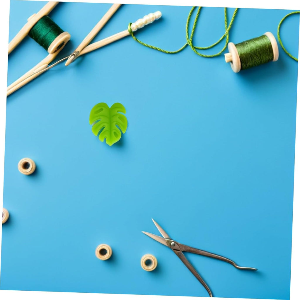 Tofficu 8pcs Cute Knitting Needle Stoppers: Cute Leaf Needle Point