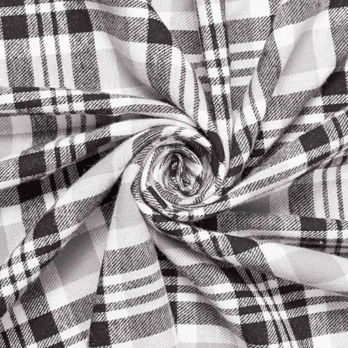 Flannel Brushed Tartan Plaid Fabric Geometric Hypoallergenic Cotton