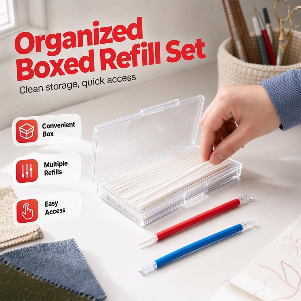 2pcs Tailors Chalk with 40 Refills, Flatiron Heat Erasable Fabric