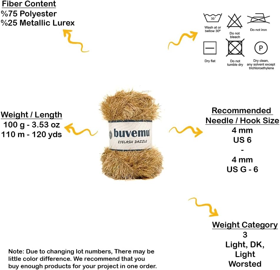 Eyelash Dazzle Yarn, Metallic Sparkle Fun Fur, Gold