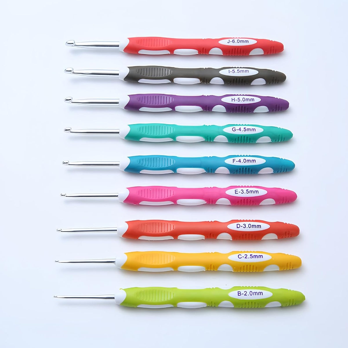 9 Pcs Multi Size Metal Crochet Hooks Crocheting Needles, Ergonomic