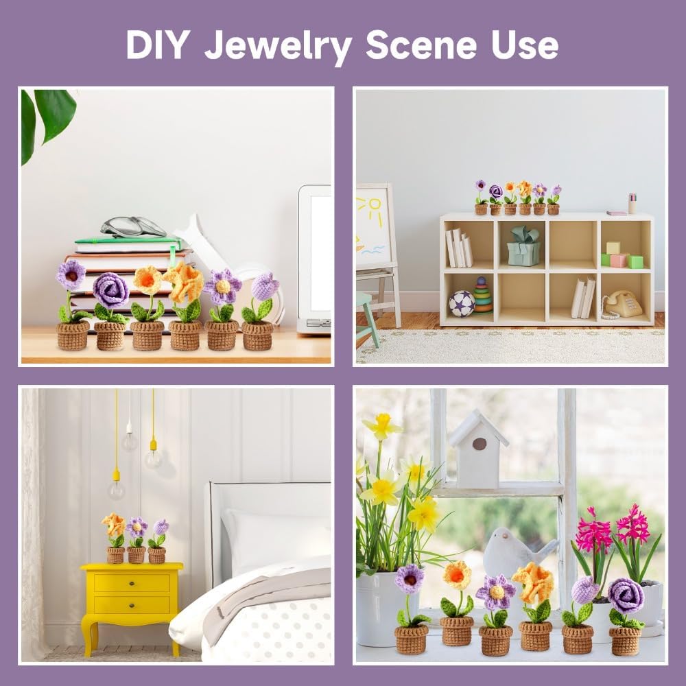 YYKSYDPT 6 PCS Flower Pot Plant Crochet Kit Crochet Kit for Beginners