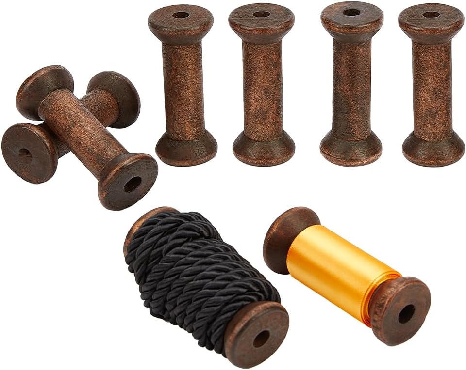 PH PandaHall 8pcs Wooden Empty Spools 3.1 inch Sewing Bobbins Wood