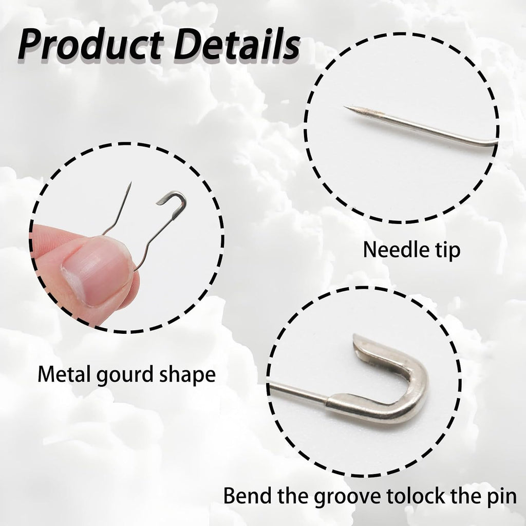 150Pcs Small Metal Gourd Safety Pins, Tiny Bulb Pins, Silver