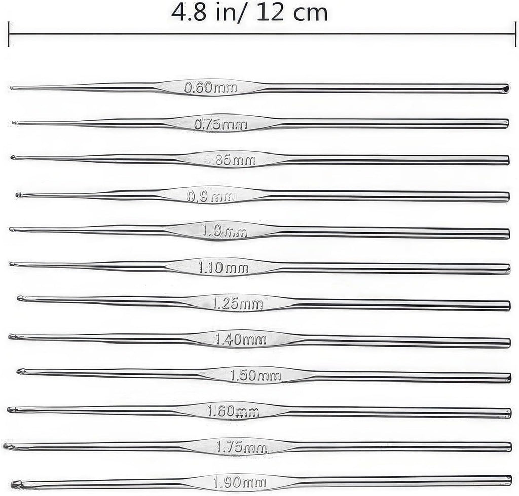 Skweawert 6Pcs 0.85mm Stainless Steel Crochet Hook