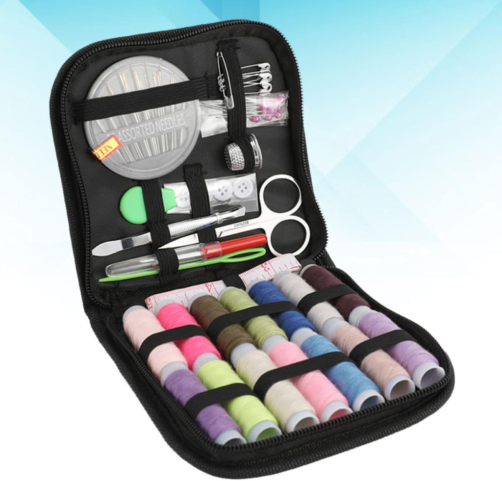 Portable Sewing Repair Kit for Home Sewers and Beginners, Black Fabric